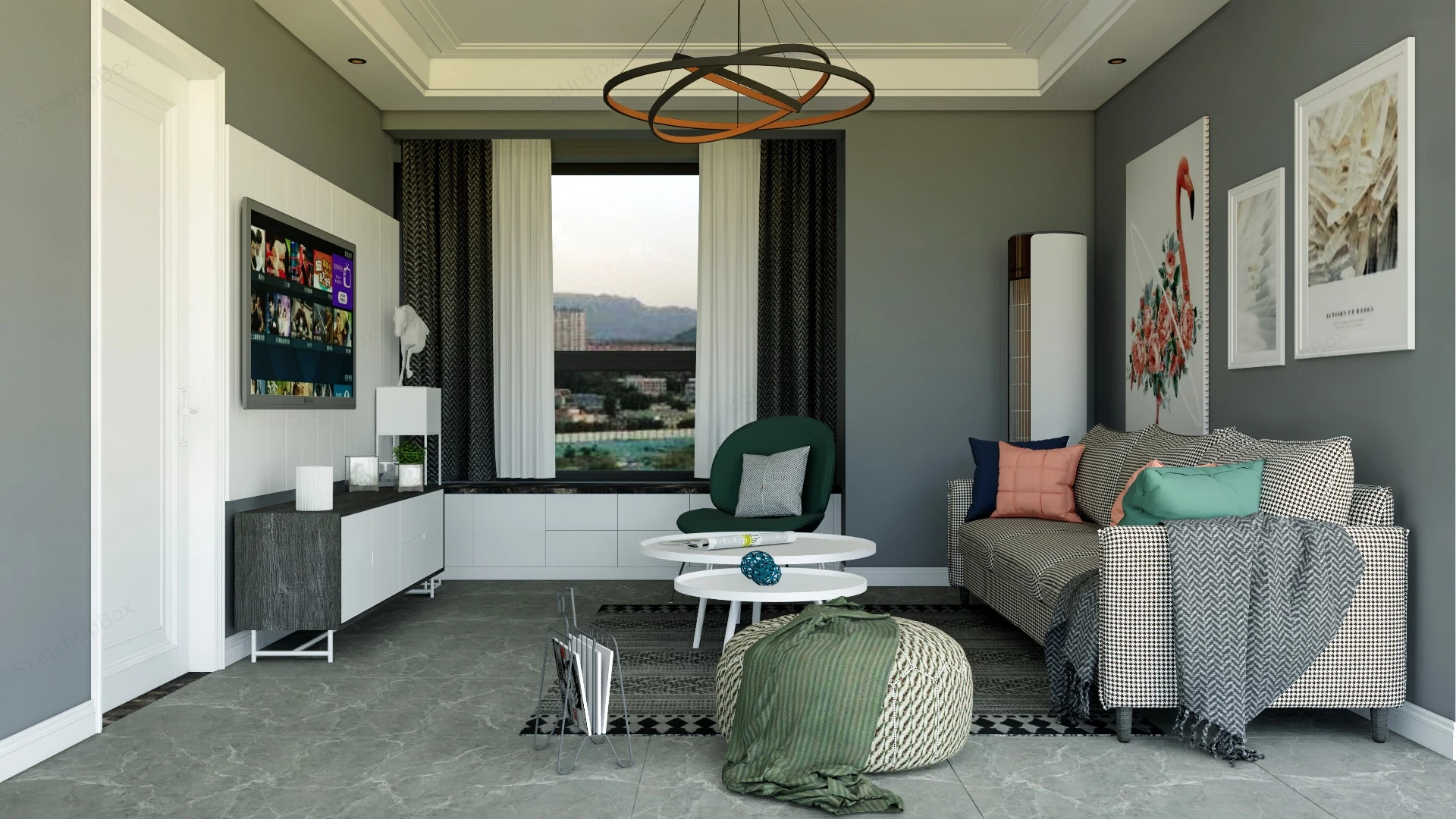Small Space Living Room sketchup model preview - SketchupBox