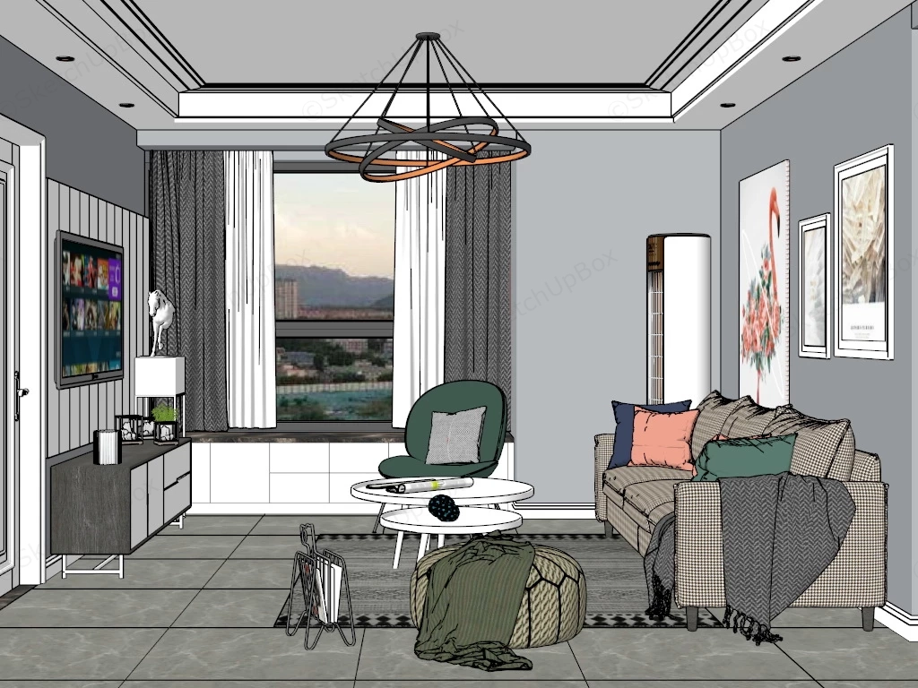 Small Space Living Room sketchup model preview - SketchupBox