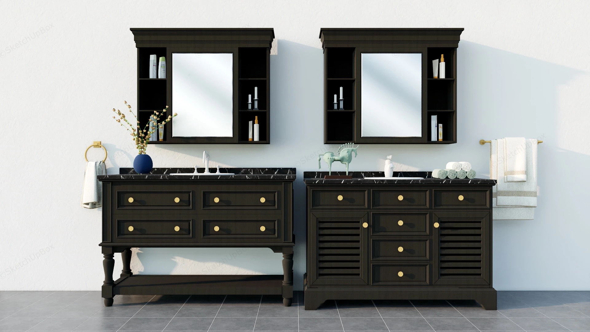 Black Bathroom Vanities sketchup model preview - SketchupBox