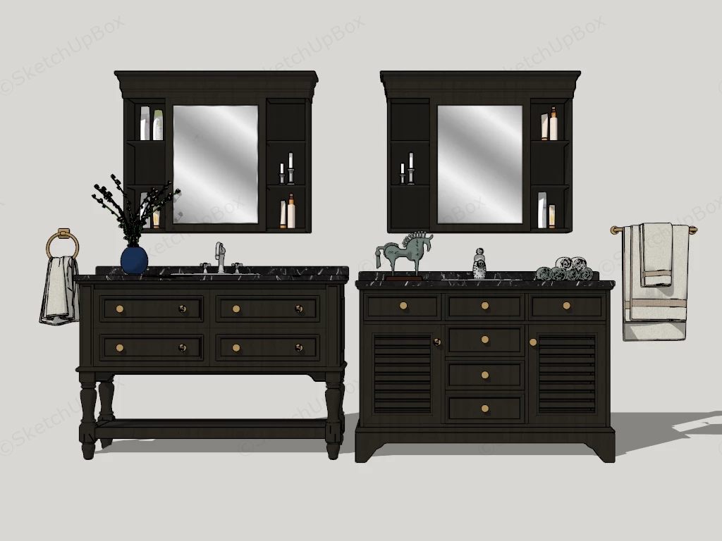 Black Bathroom Vanities sketchup model preview - SketchupBox