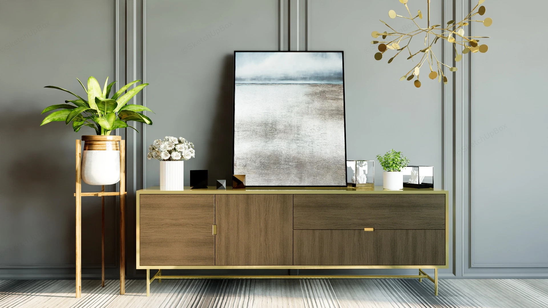 Living Room Sideboard Decor Idea sketchup model preview - SketchupBox