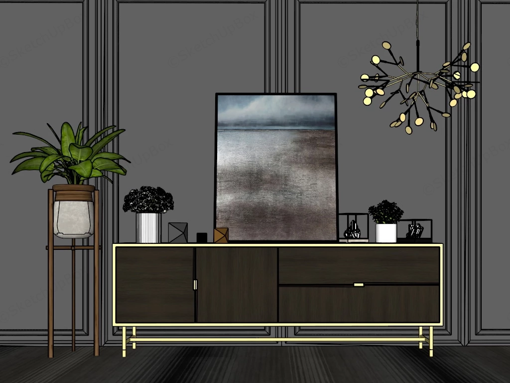 Living Room Sideboard Decor Idea sketchup model preview - SketchupBox
