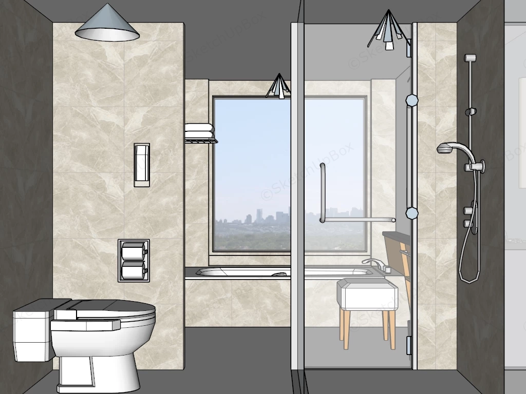 Small Bathroom With Tub Idea sketchup model preview - SketchupBox