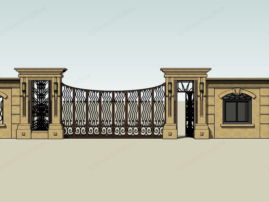Entry Gate & Guard Room sketchup model preview - SketchupBox