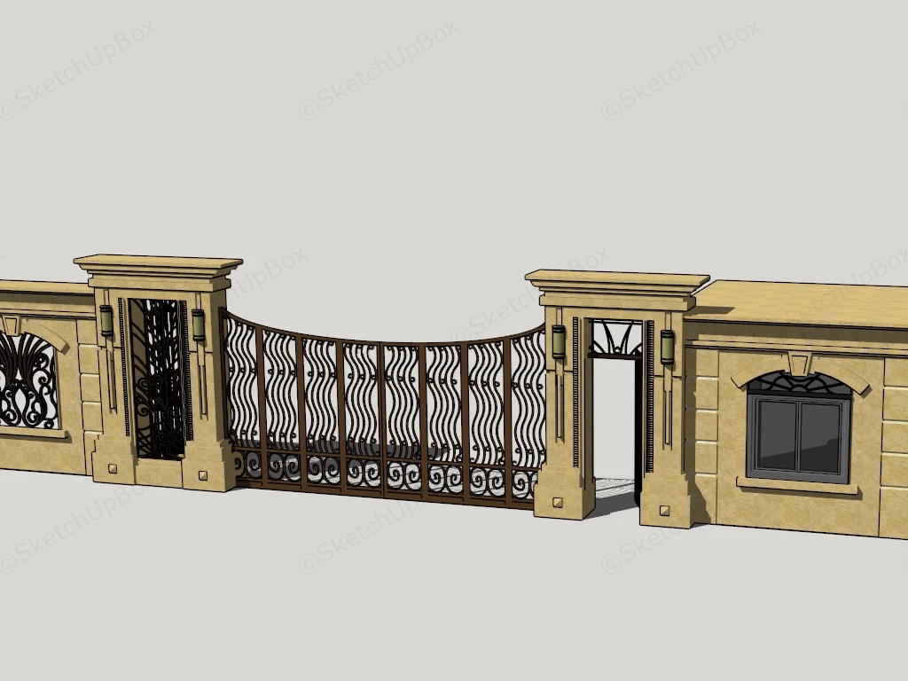 Entry Gate & Guard Room sketchup model preview - SketchupBox
