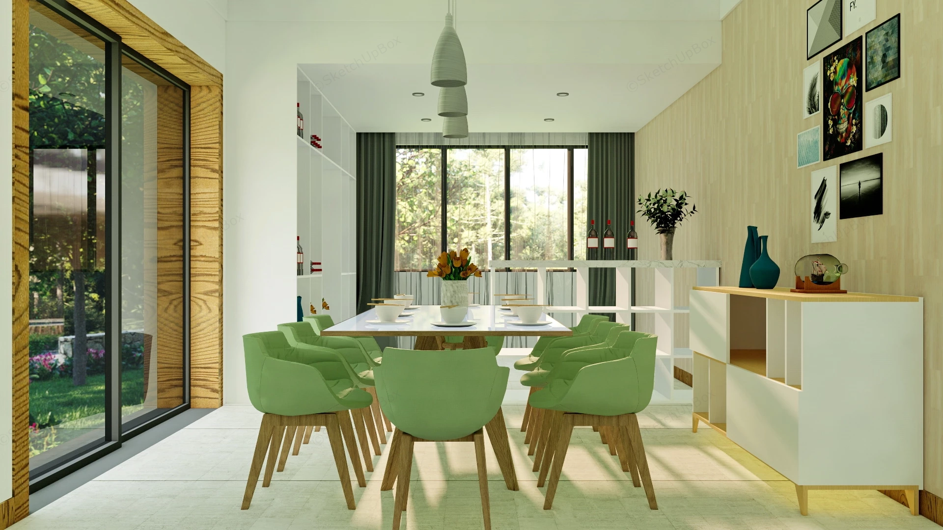 Simple Dining Room Design sketchup model preview - SketchupBox