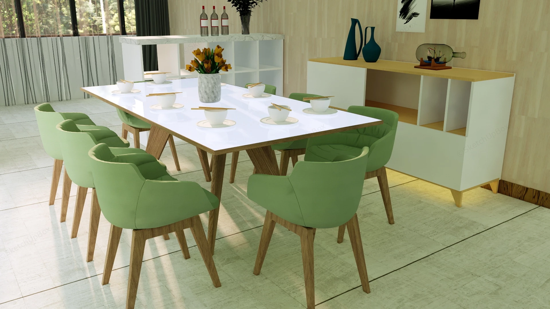 Simple Dining Room Design sketchup model preview - SketchupBox
