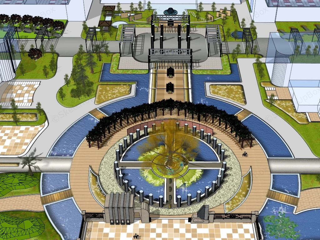 City Square Park sketchup model preview - SketchupBox