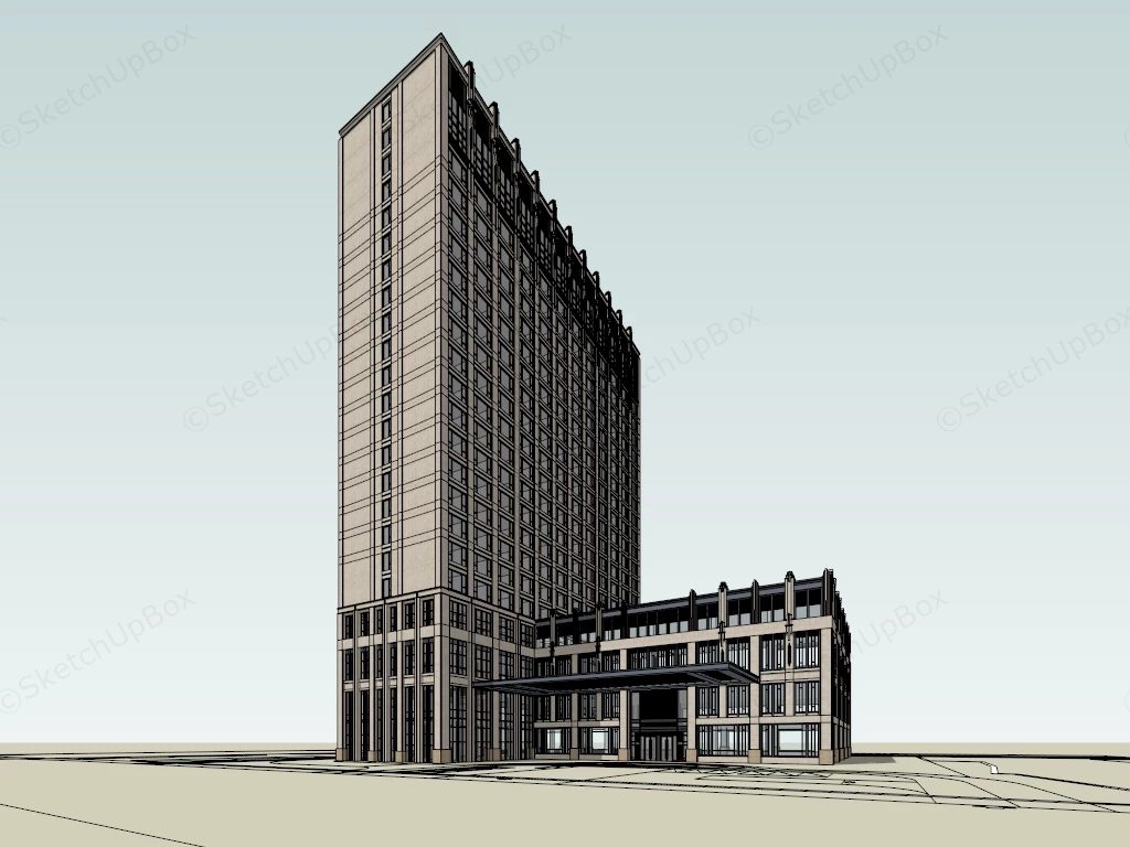 Modern Hotel Architecture sketchup model preview - SketchupBox