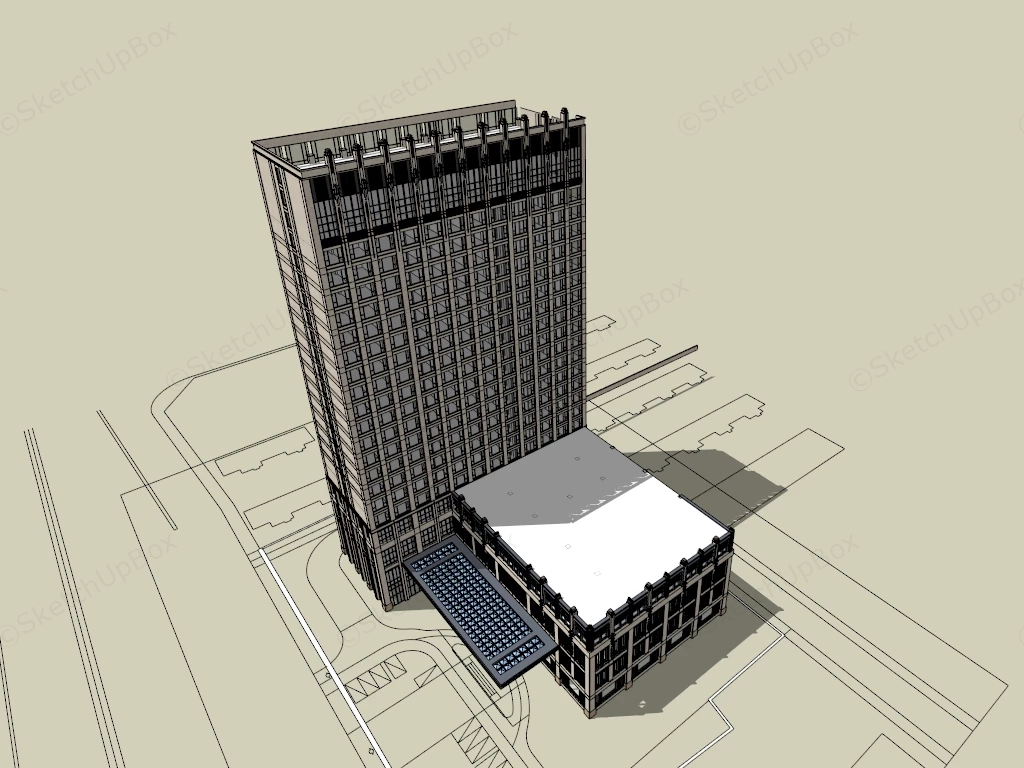 Modern Hotel Architecture sketchup model preview - SketchupBox