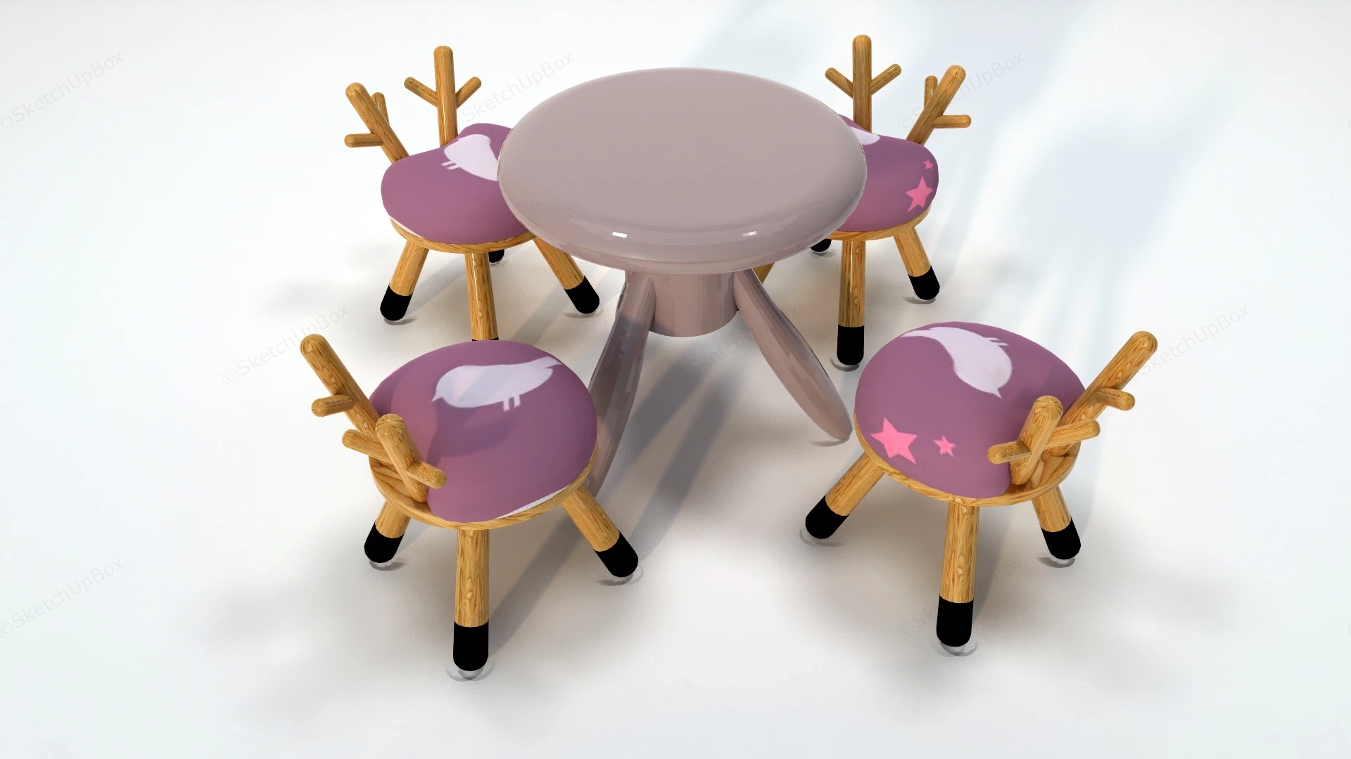 Cute Kids Table And Chair Set sketchup model preview - SketchupBox