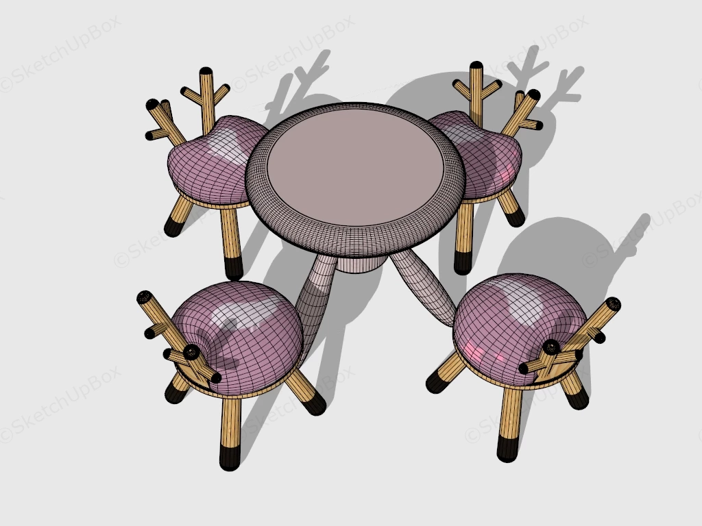 Cute Kids Table And Chair Set sketchup model preview - SketchupBox