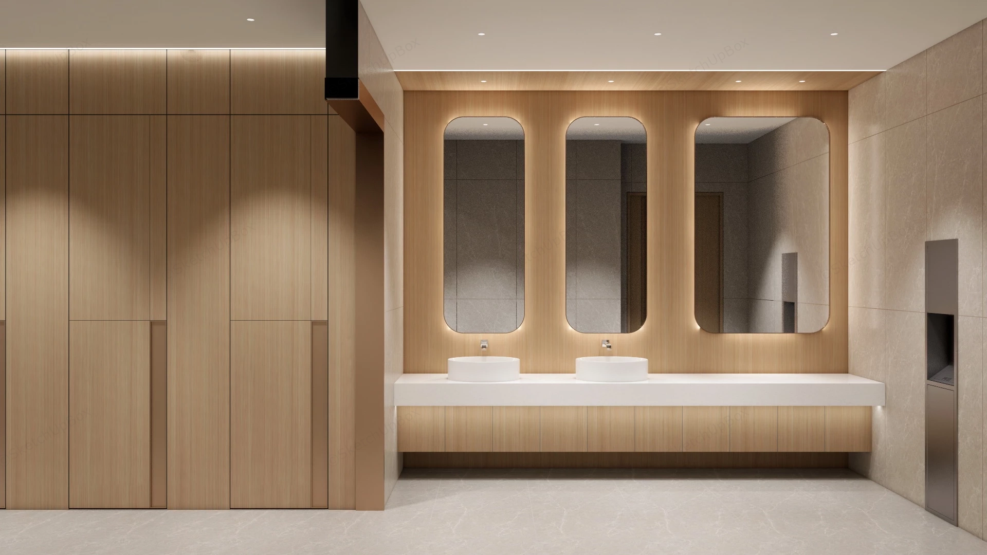 Ladies Restroom Design sketchup model preview - SketchupBox