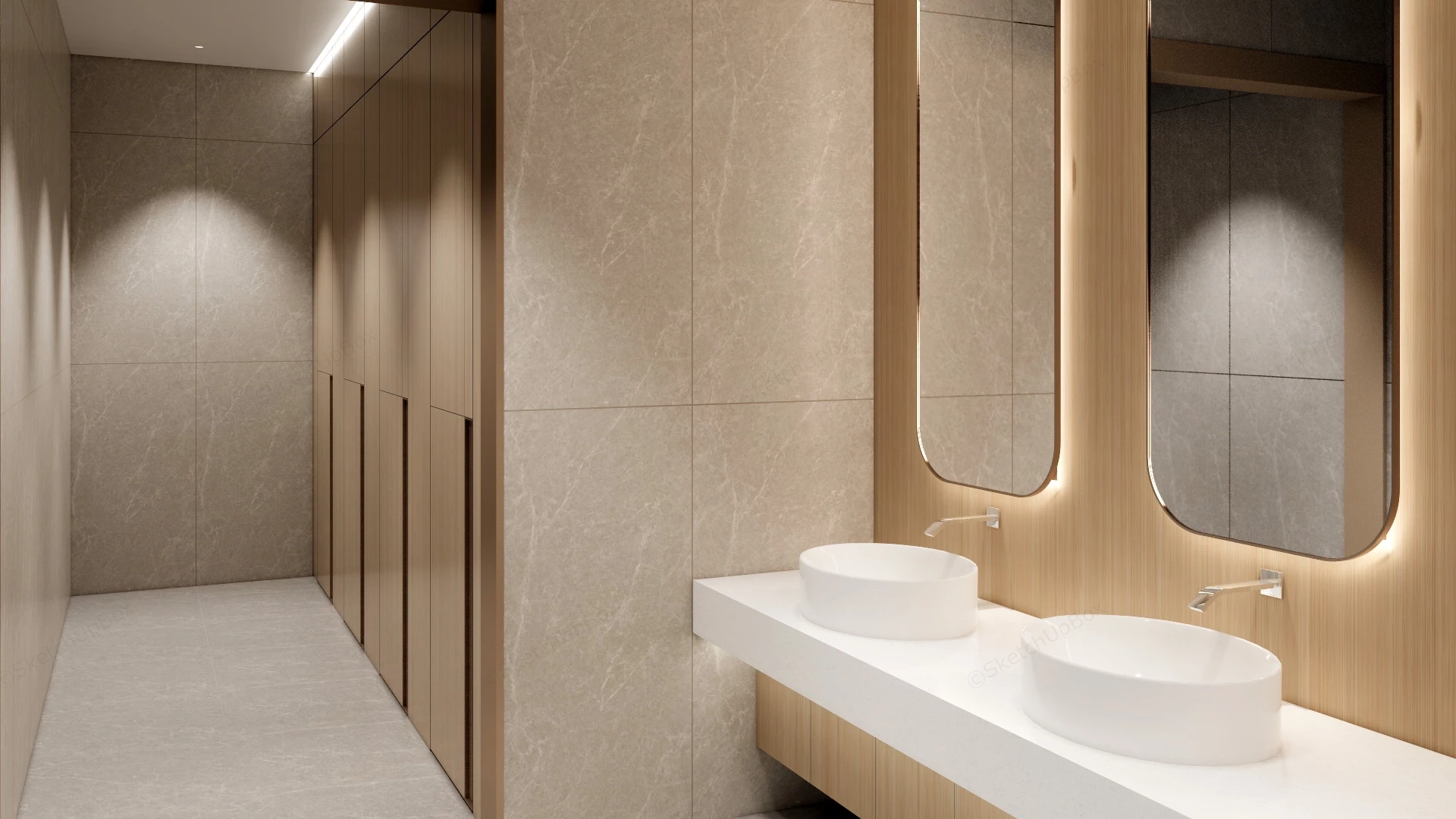Ladies Restroom Design sketchup model preview - SketchupBox