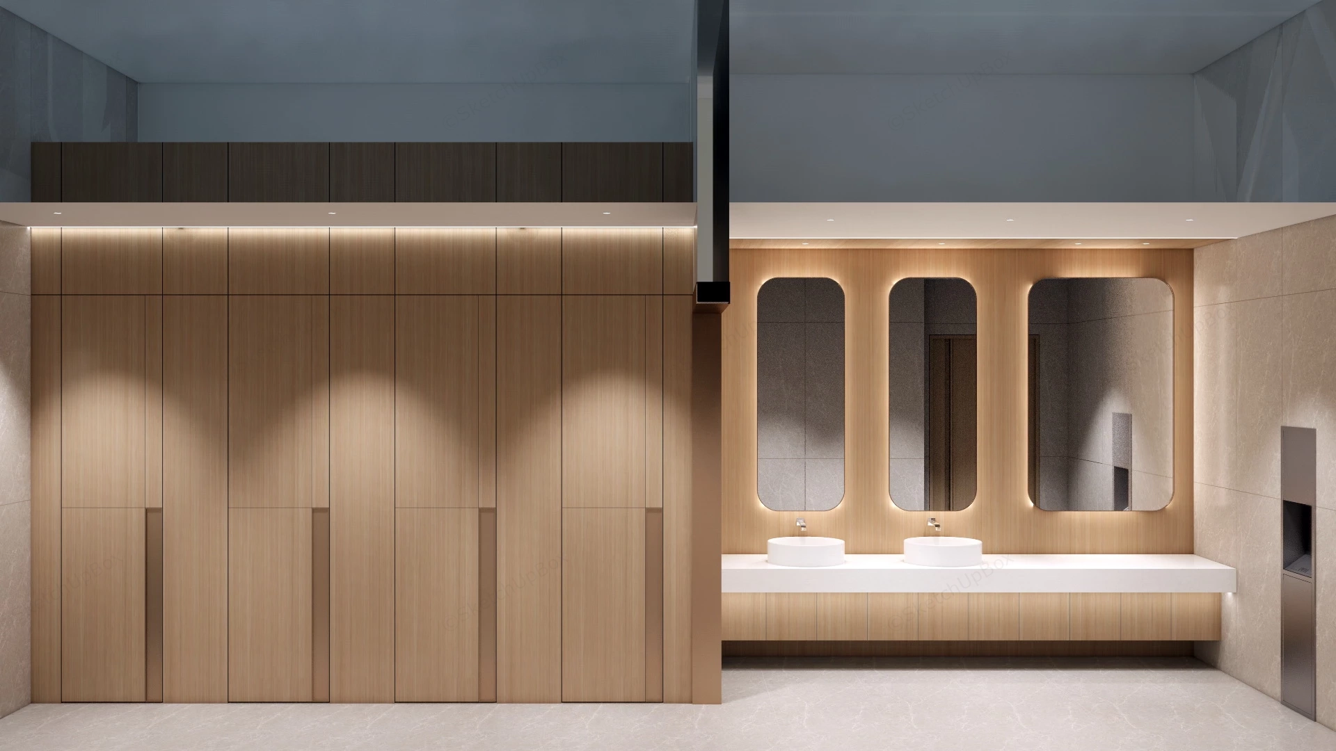 Ladies Restroom Design sketchup model preview - SketchupBox