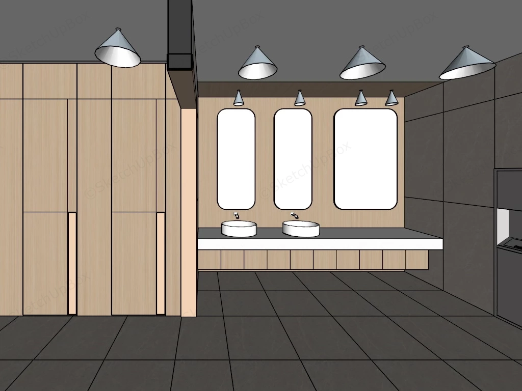 Ladies Restroom Design sketchup model preview - SketchupBox