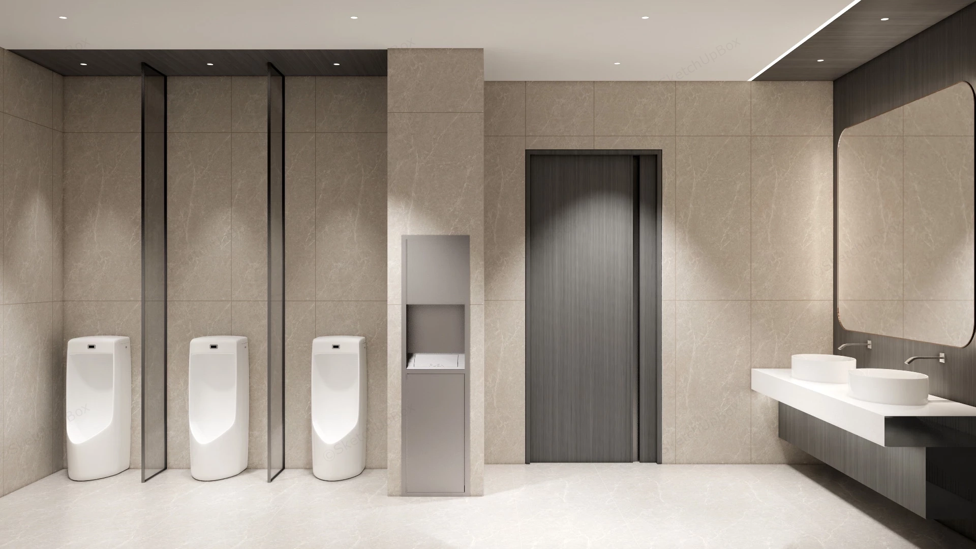 Public Men Restroom Design sketchup model preview - SketchupBox