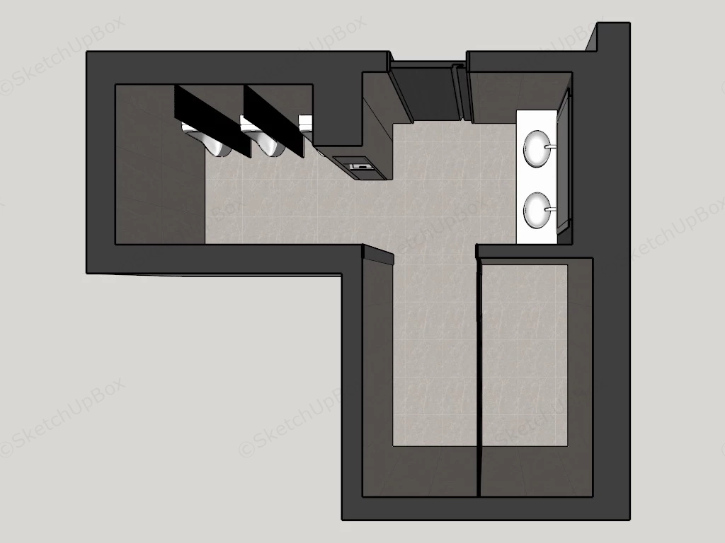 Public Men Restroom Design sketchup model preview - SketchupBox