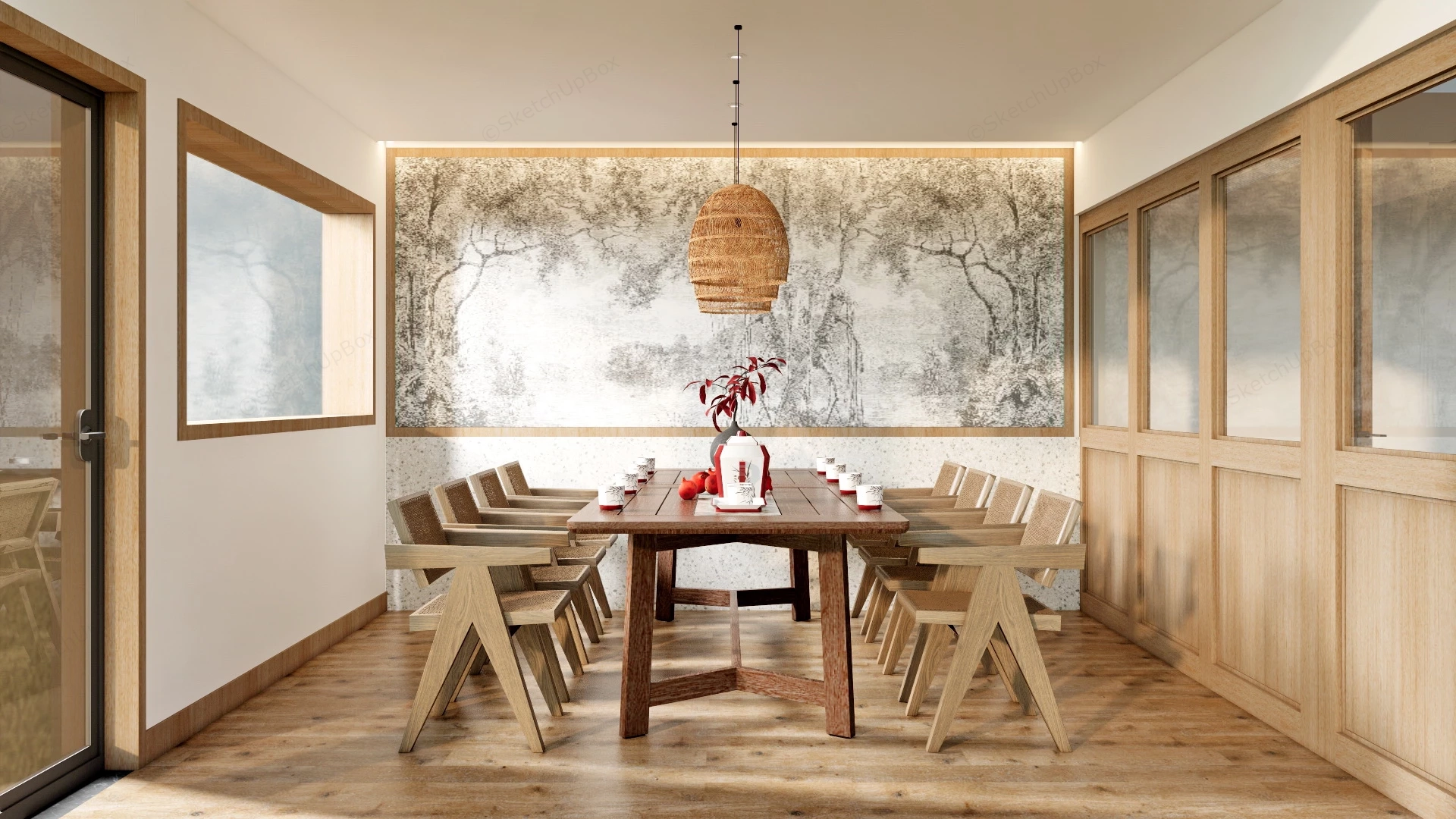 Zen Dining Room Idea sketchup model preview - SketchupBox