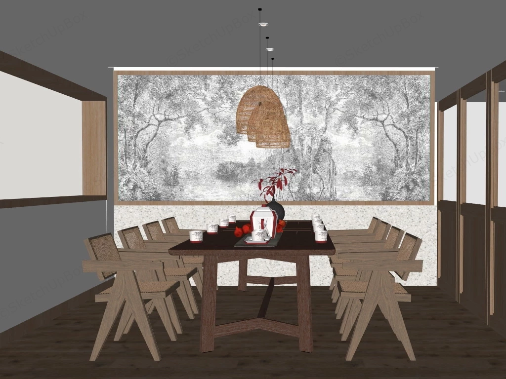 Zen Dining Room Idea sketchup model preview - SketchupBox