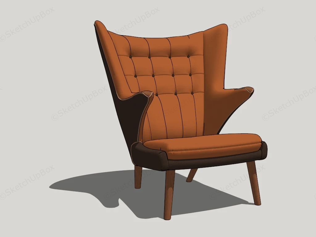 Velvet Wingback Chair sketchup model preview - SketchupBox