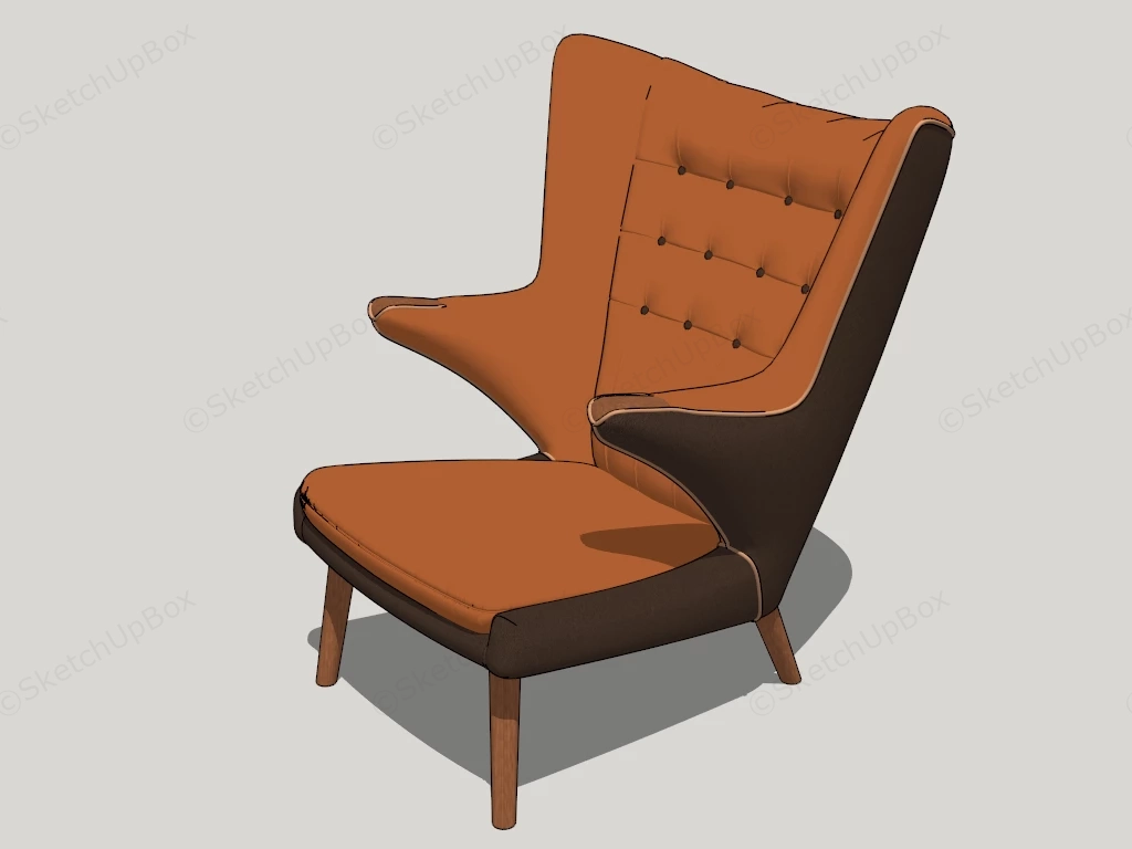 Velvet Wingback Chair sketchup model preview - SketchupBox