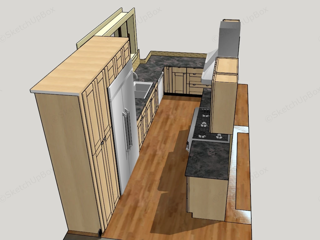 Two Wall Kitchen sketchup model preview - SketchupBox