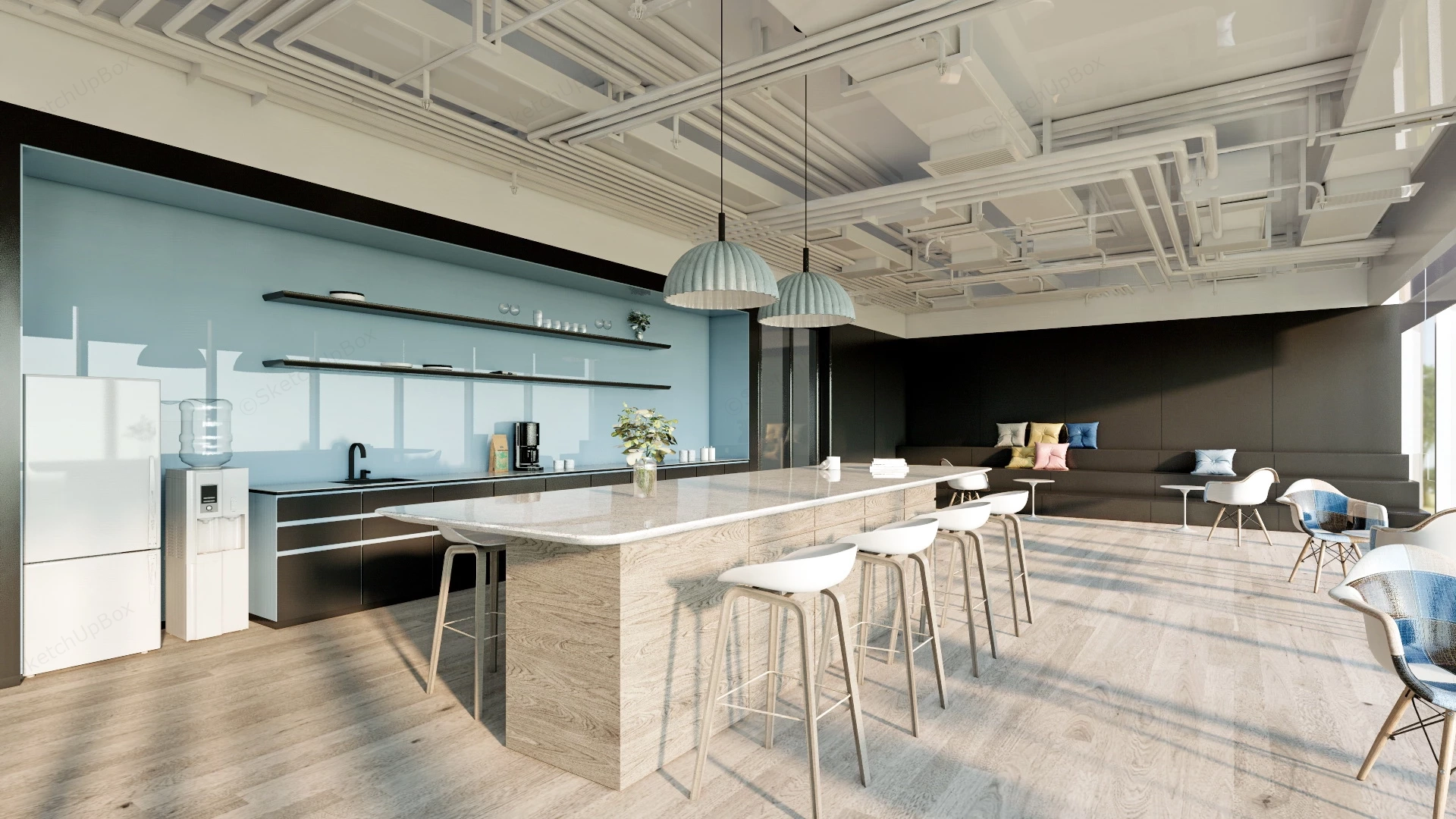 Office Break Room Design sketchup model preview - SketchupBox