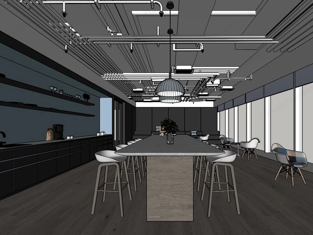 Office Break Room Design sketchup model preview - SketchupBox