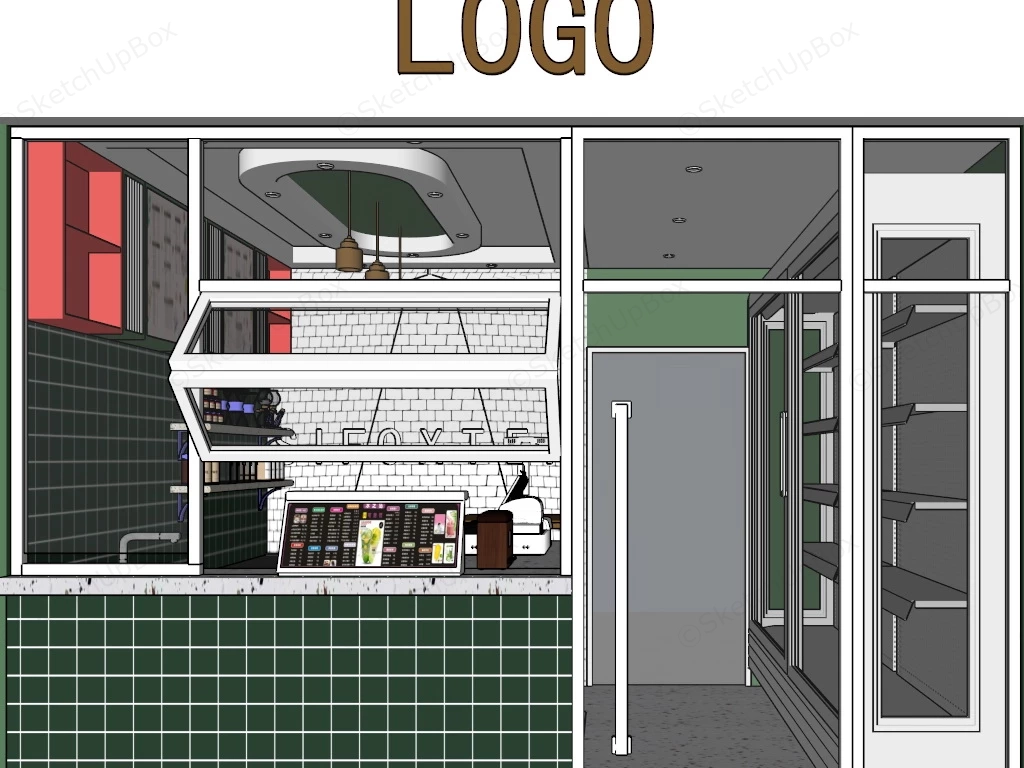 Small Dessert Shop sketchup model preview - SketchupBox