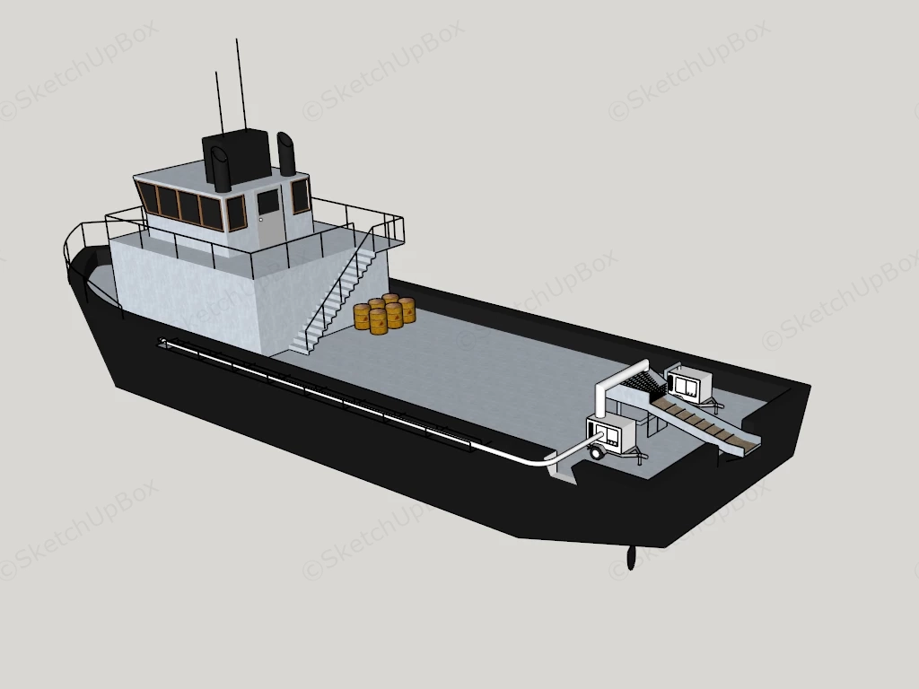 Gold Dredge Ship sketchup model preview - SketchupBox