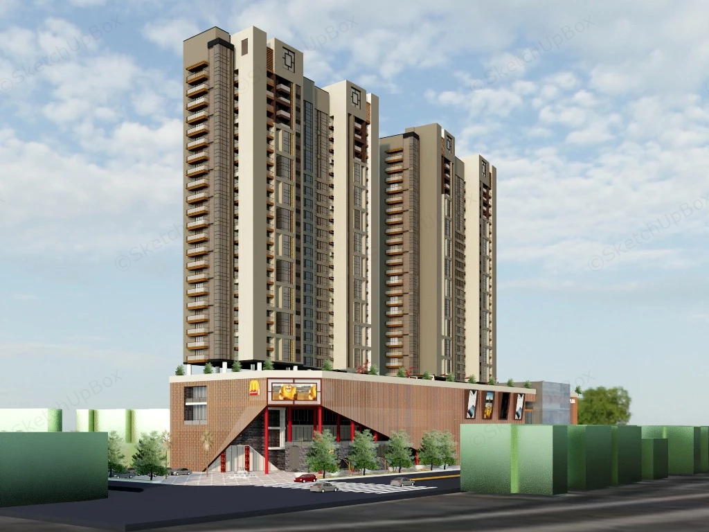 Commercial And Residential Complex sketchup model preview - SketchupBox