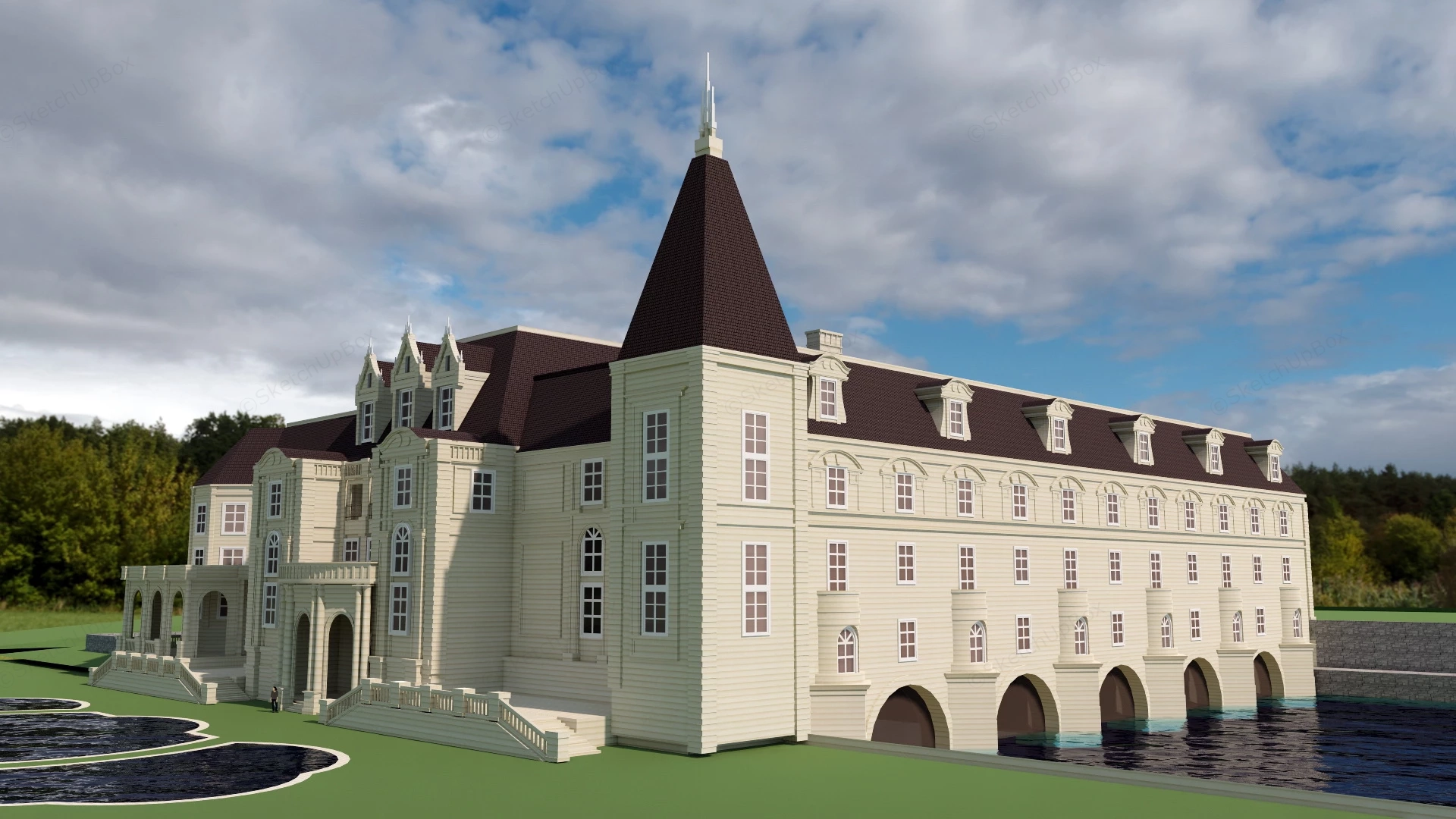 Rustic Hotel Exterior sketchup model preview - SketchupBox