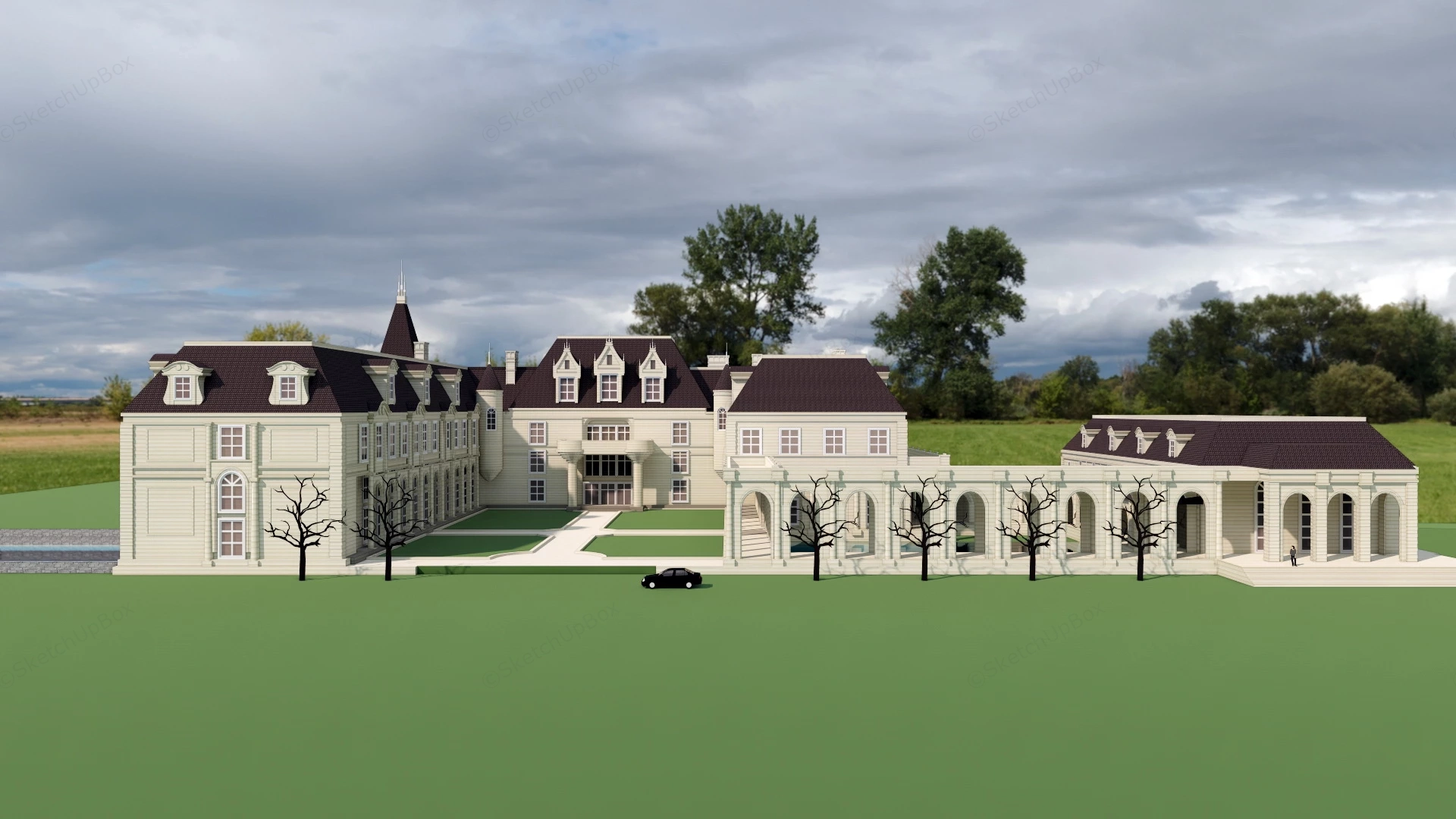 Rustic Hotel Exterior sketchup model preview - SketchupBox