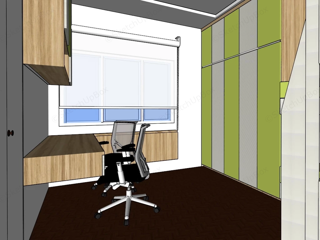 Kids Bedroom With Desk sketchup model preview - SketchupBox