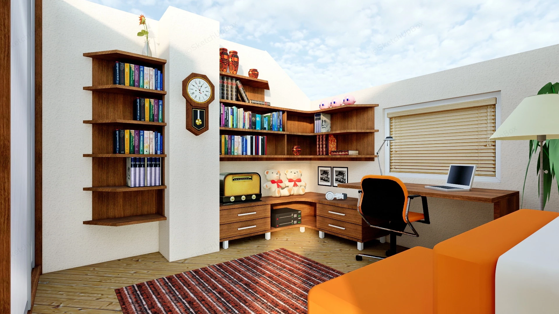 Home Office Interior Design sketchup model preview - SketchupBox