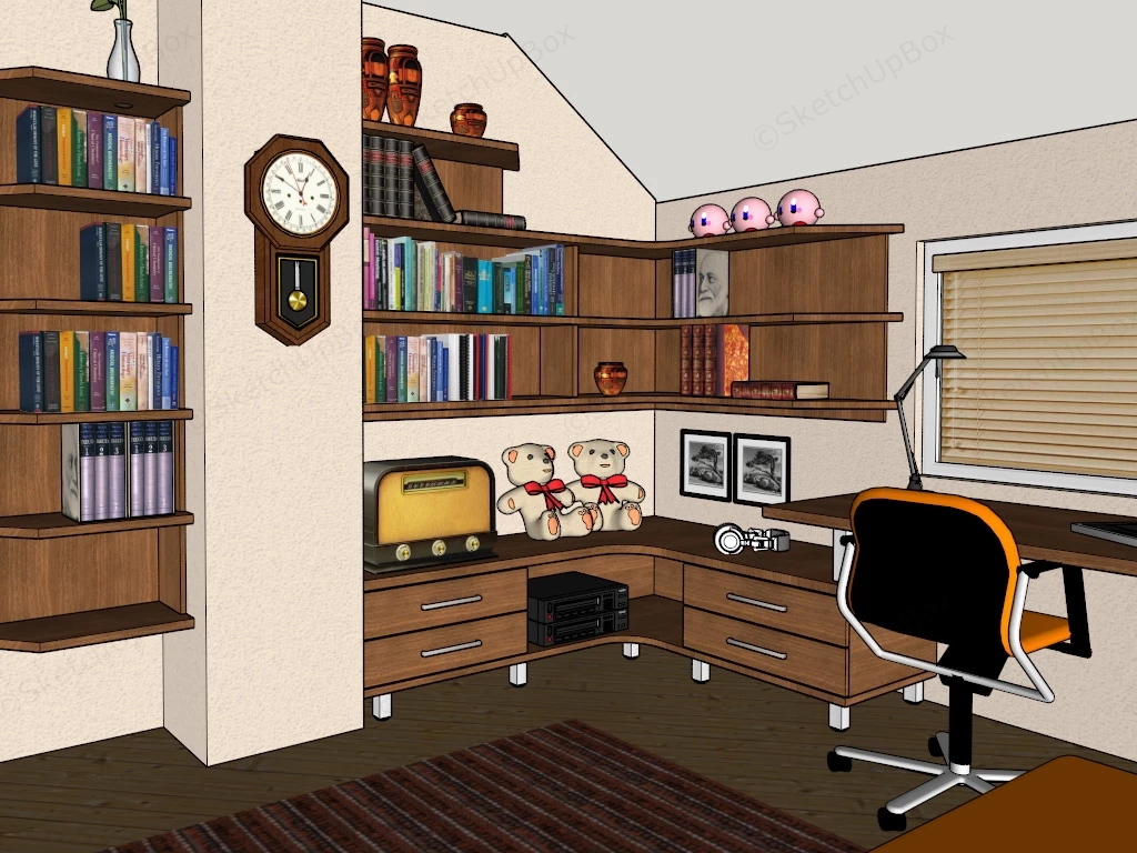 Home Office Interior Design sketchup model preview - SketchupBox