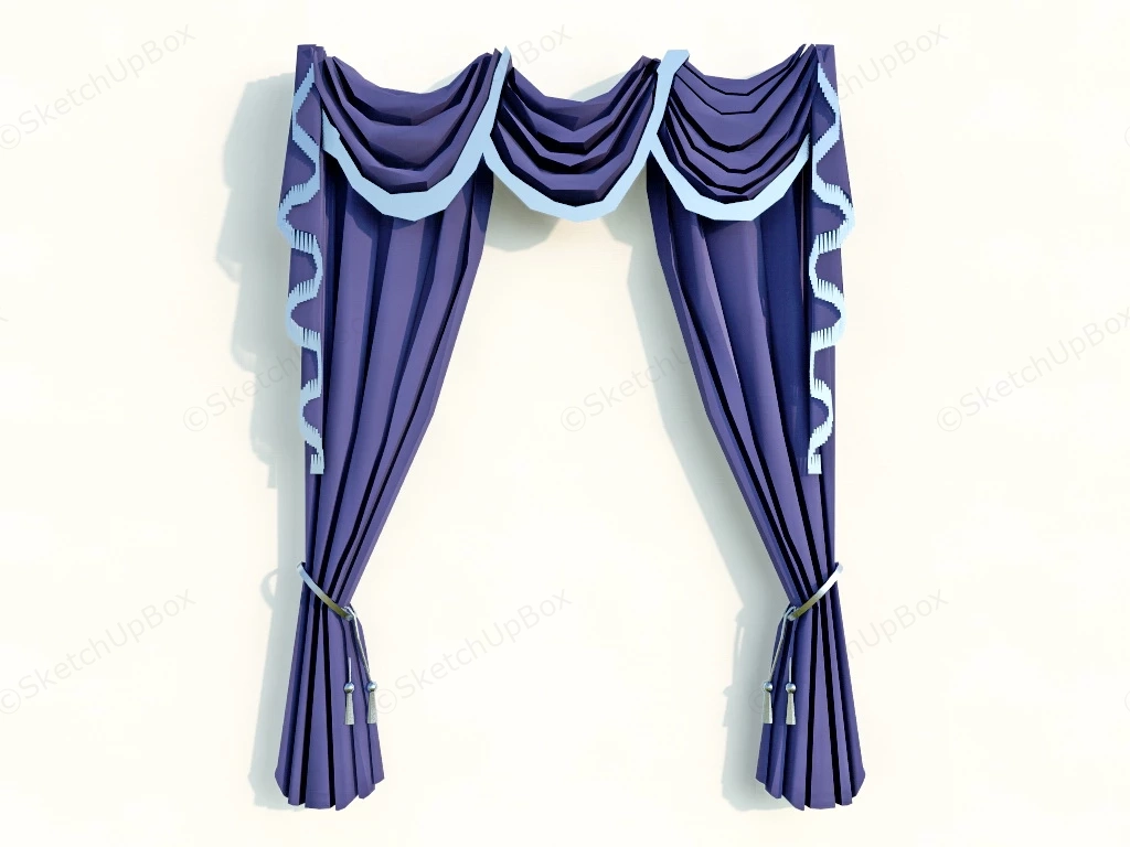 Blue Curtains sketchup model preview - SketchupBox