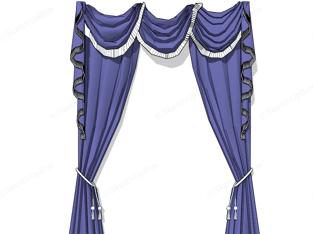 Blue Curtains sketchup model preview - SketchupBox