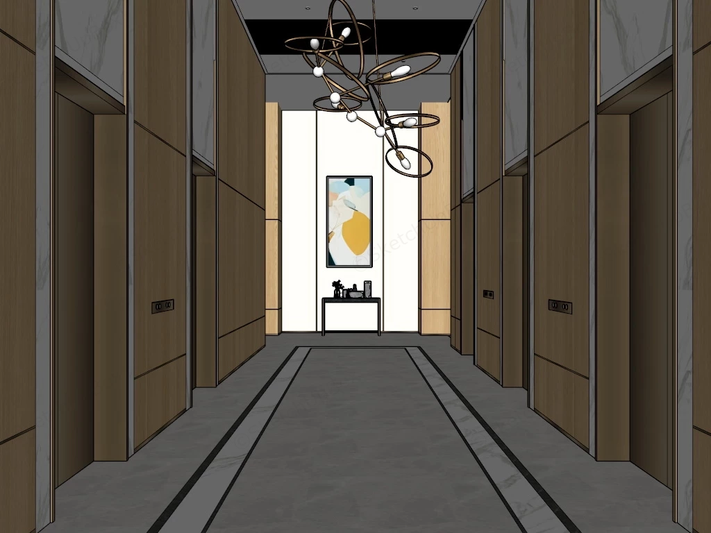 Elevator Hall Design sketchup model preview - SketchupBox