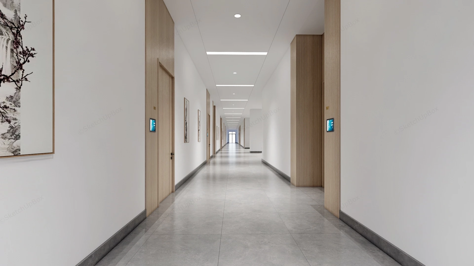 Modern Office Corridor Design sketchup model preview - SketchupBox