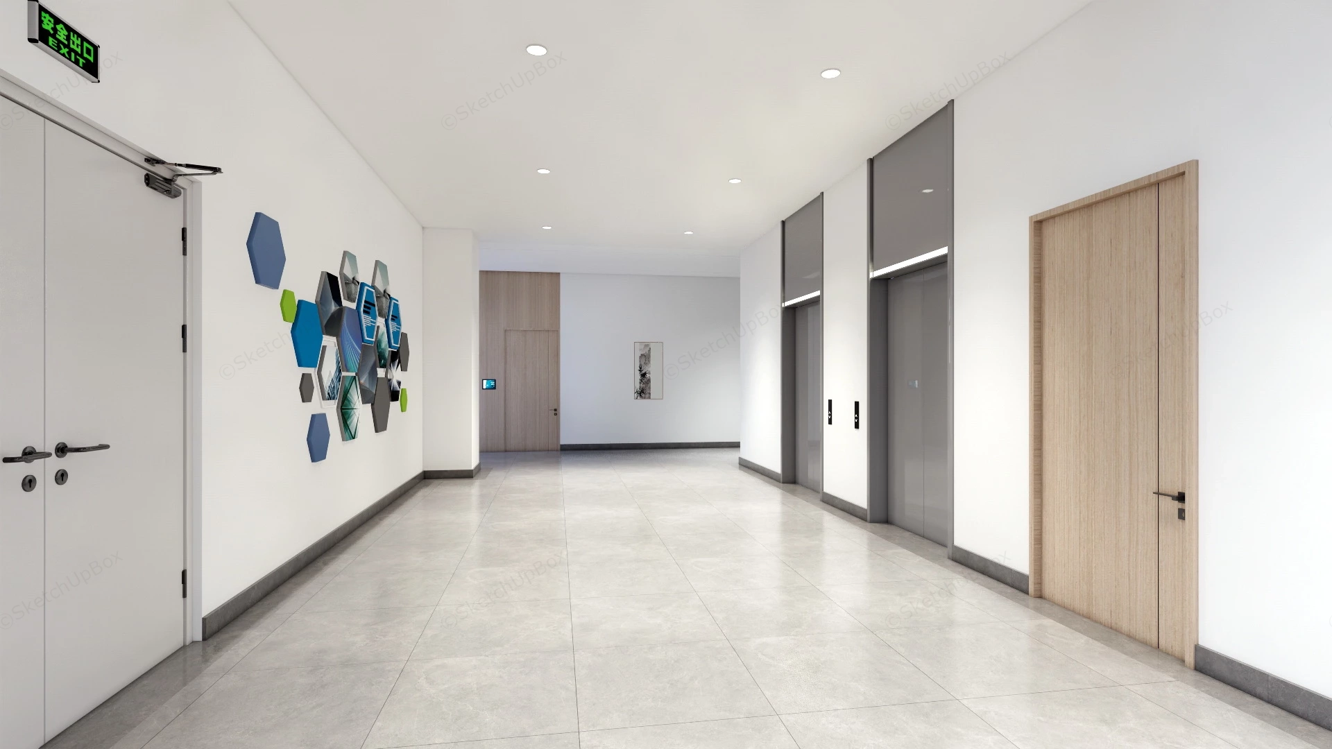 Modern Office Corridor Design sketchup model preview - SketchupBox