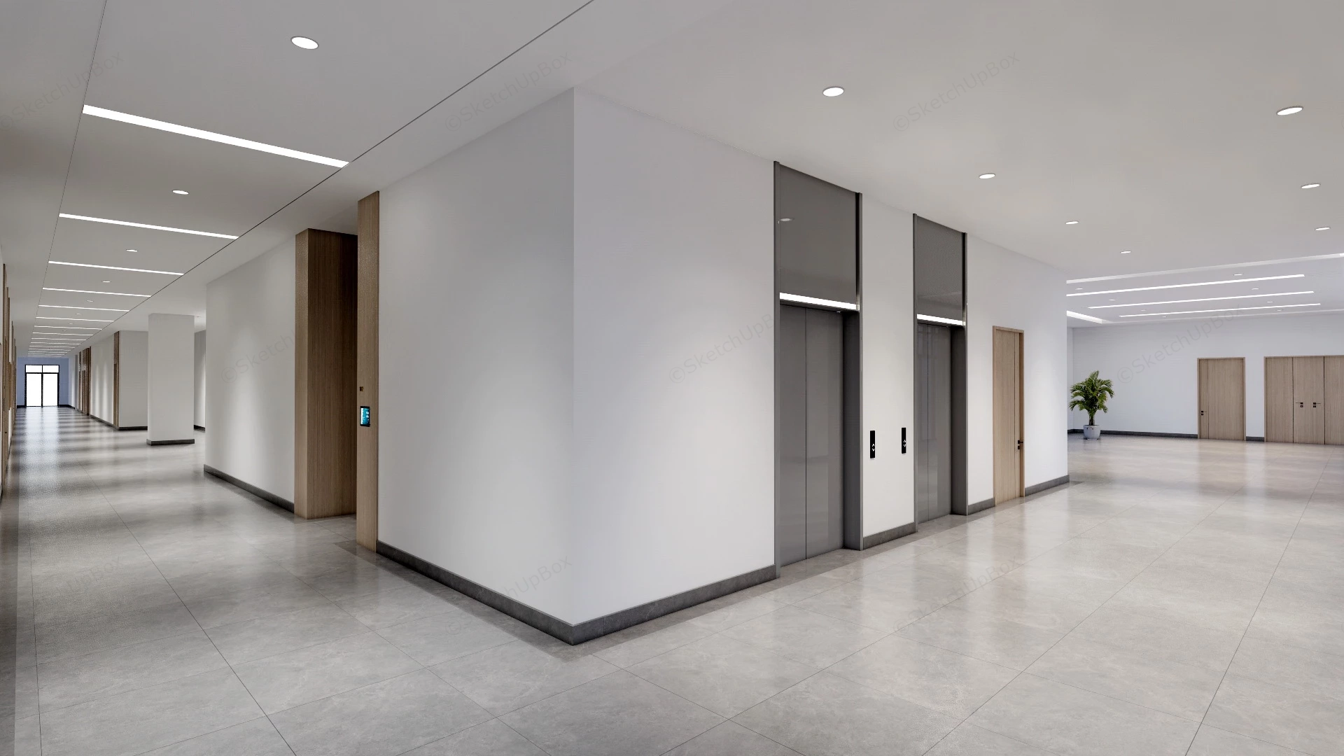 Modern Office Corridor Design sketchup model preview - SketchupBox