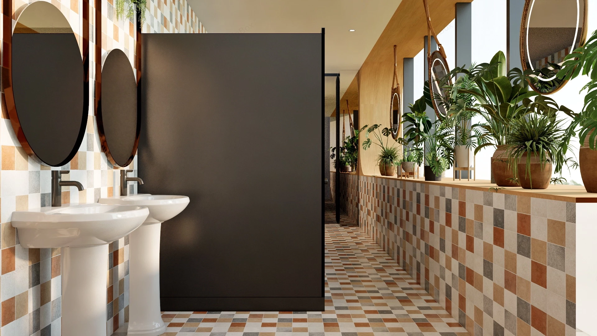 Public Women Restroom sketchup model preview - SketchupBox