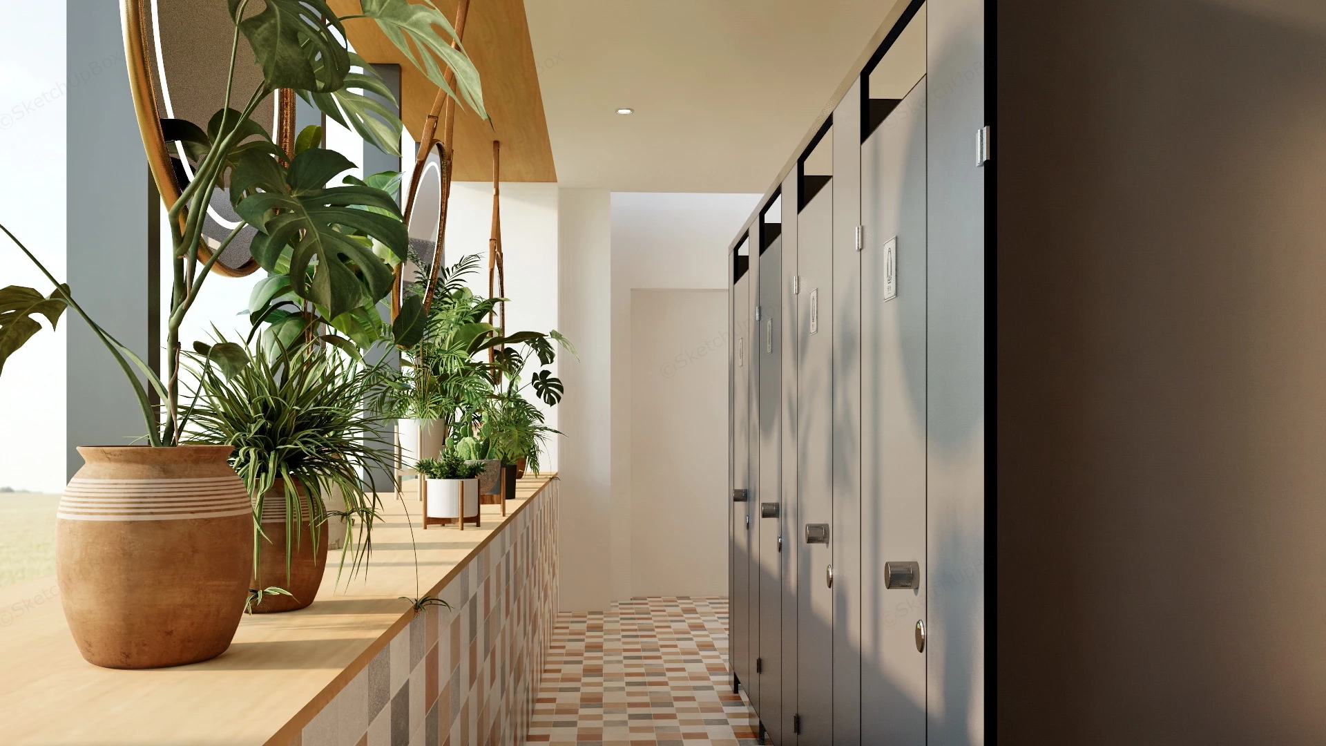 Public Women Restroom sketchup model preview - SketchupBox