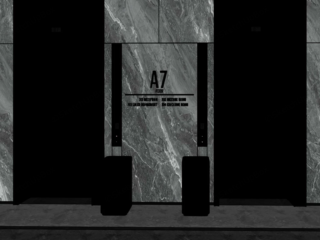 Hotel Elevator Lobby sketchup model preview - SketchupBox