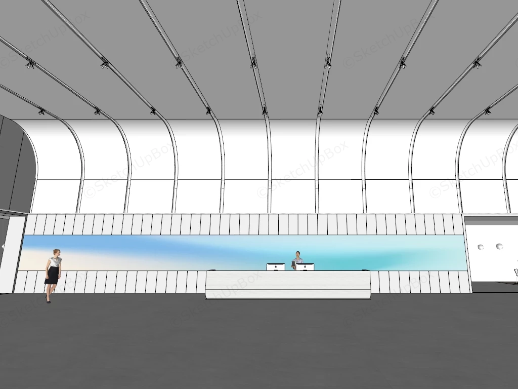 Contemporary Office Hall With Reception Desk sketchup model preview - SketchupBox