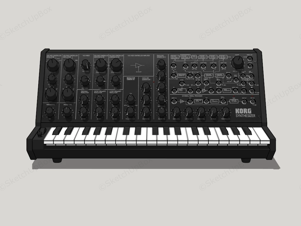 Korg Synthesizer sketchup model preview - SketchupBox