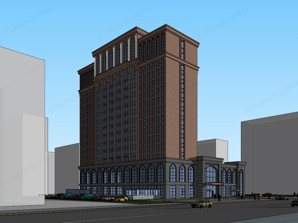 Hotel Building Exterior sketchup model preview - SketchupBox