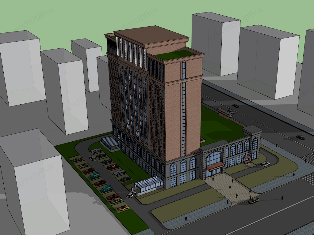 Hotel Building Exterior sketchup model preview - SketchupBox